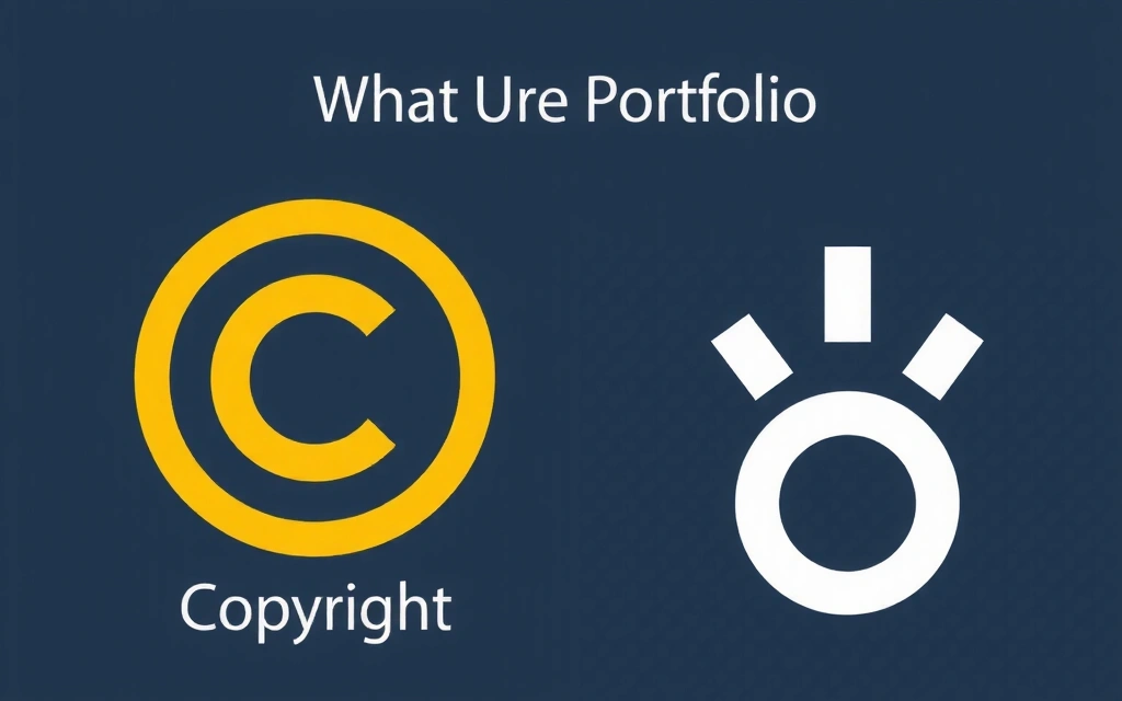 Εικονογράφηση ενός χαρτοφυλακίου με σύμβολα πνευματικών δικαιωμάτων και εμπορικών σημάτων, που αντιπροσωπεύουν την πνευματική ιδιοκτησία.